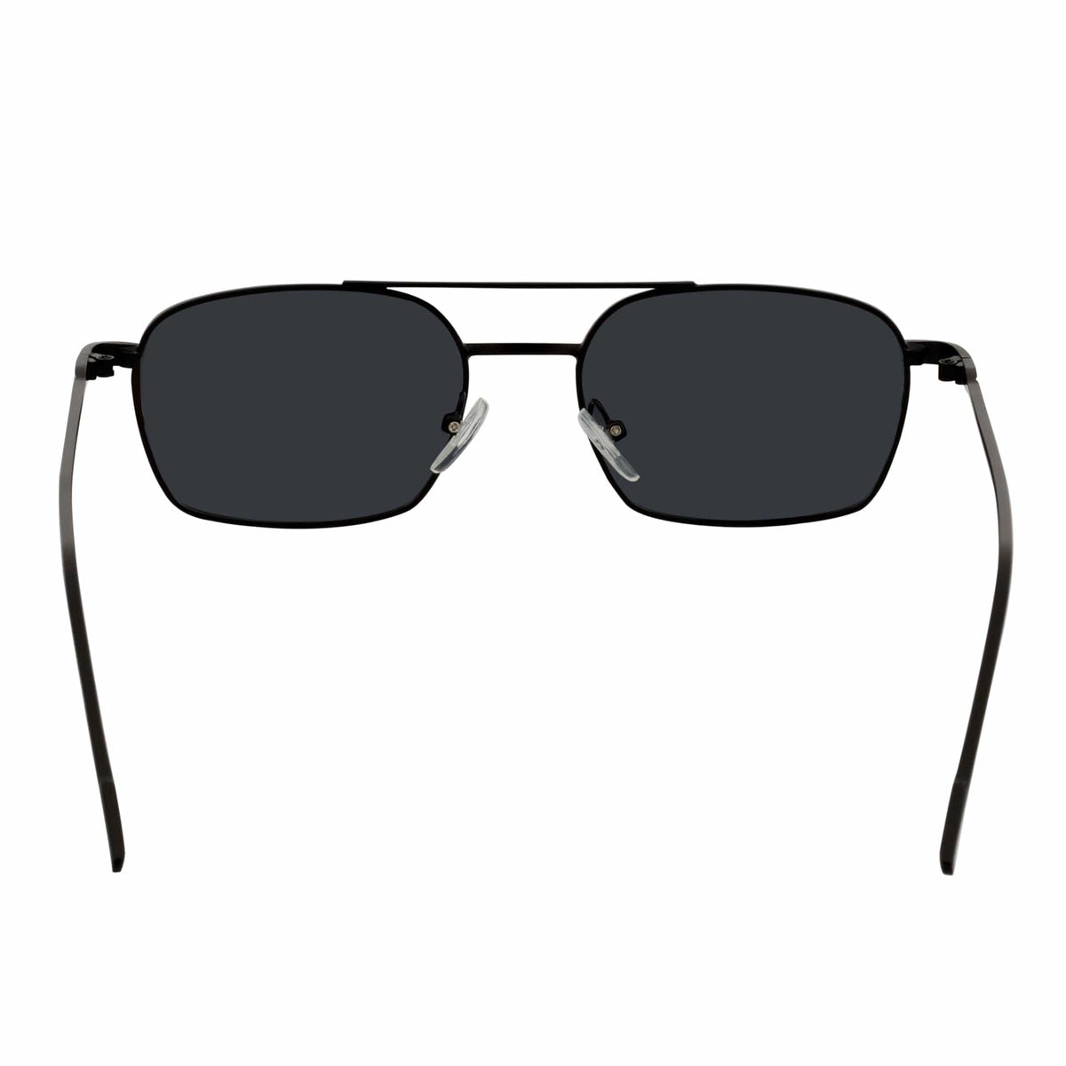 NEUMANN - Retro 90s Fashion Metal Small Rectangle Sunglasses Black Smoke