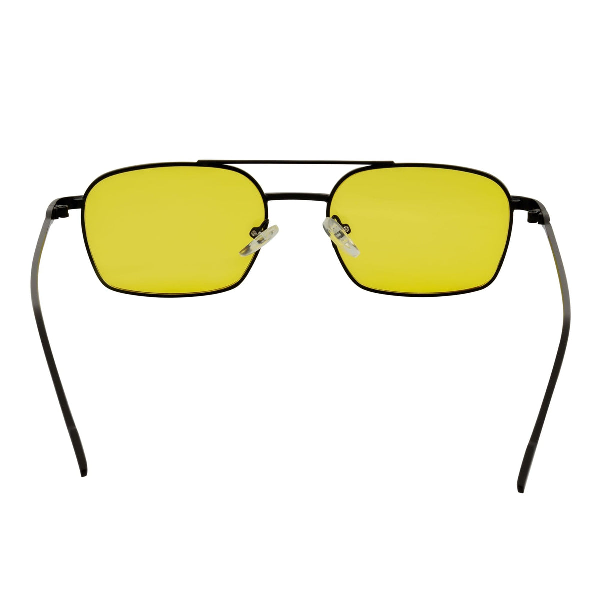 NEUMANN - Retro 90s Fashion Metal Small Rectangle Sunglasses Black Yellow
