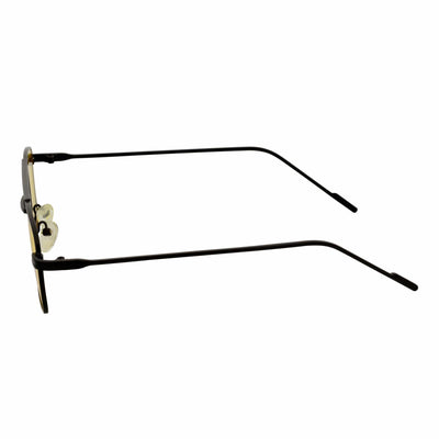 NEUMANN - Retro 90s Fashion Metal Small Rectangle Sunglasses Black Yellow