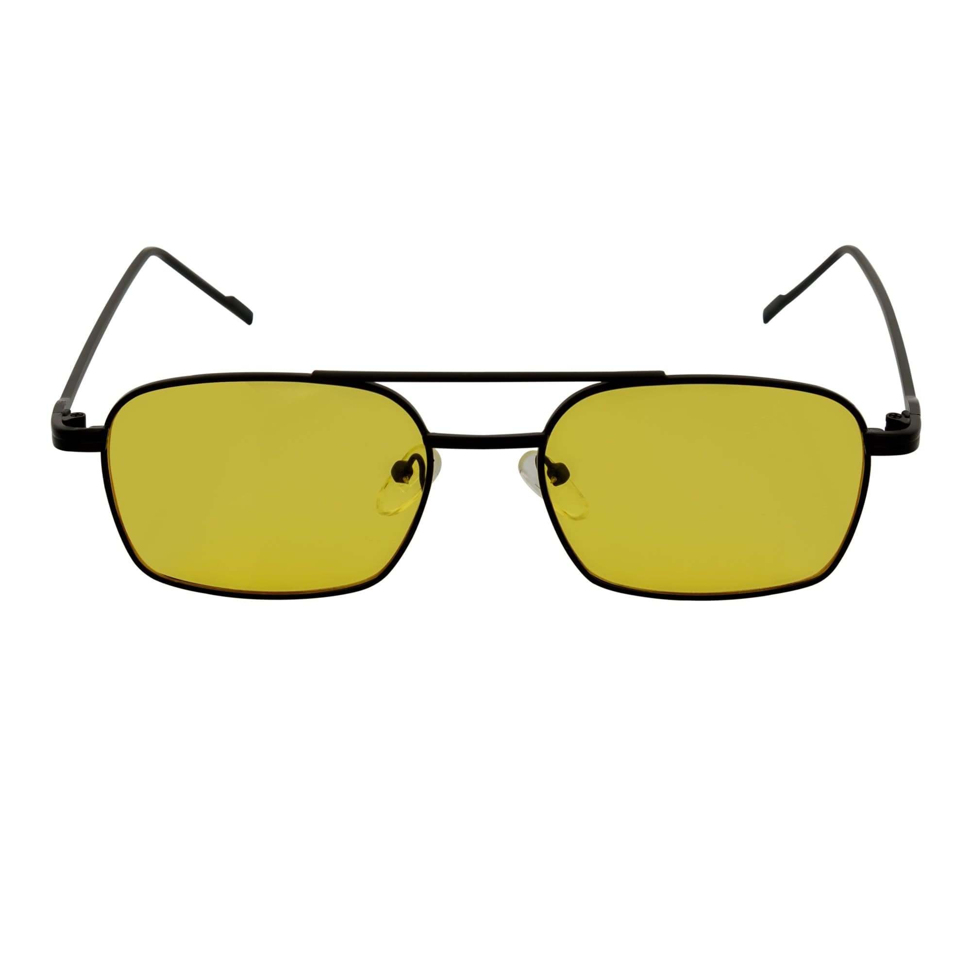 NEUMANN - Retro 90s Fashion Metal Small Rectangle Sunglasses Black Yellow