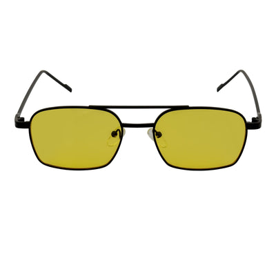NEUMANN - Retro 90s Fashion Metal Small Rectangle Sunglasses Black Yellow