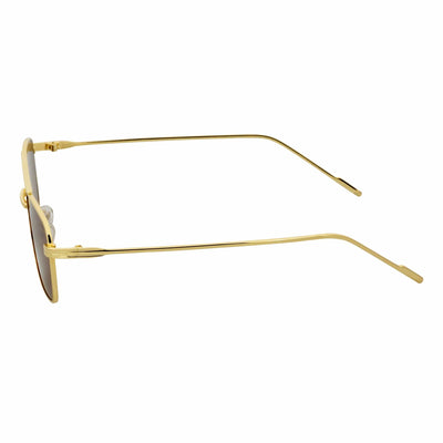 NEUMANN - Retro 90s Fashion Metal Small Rectangle Sunglasses Gold Brown