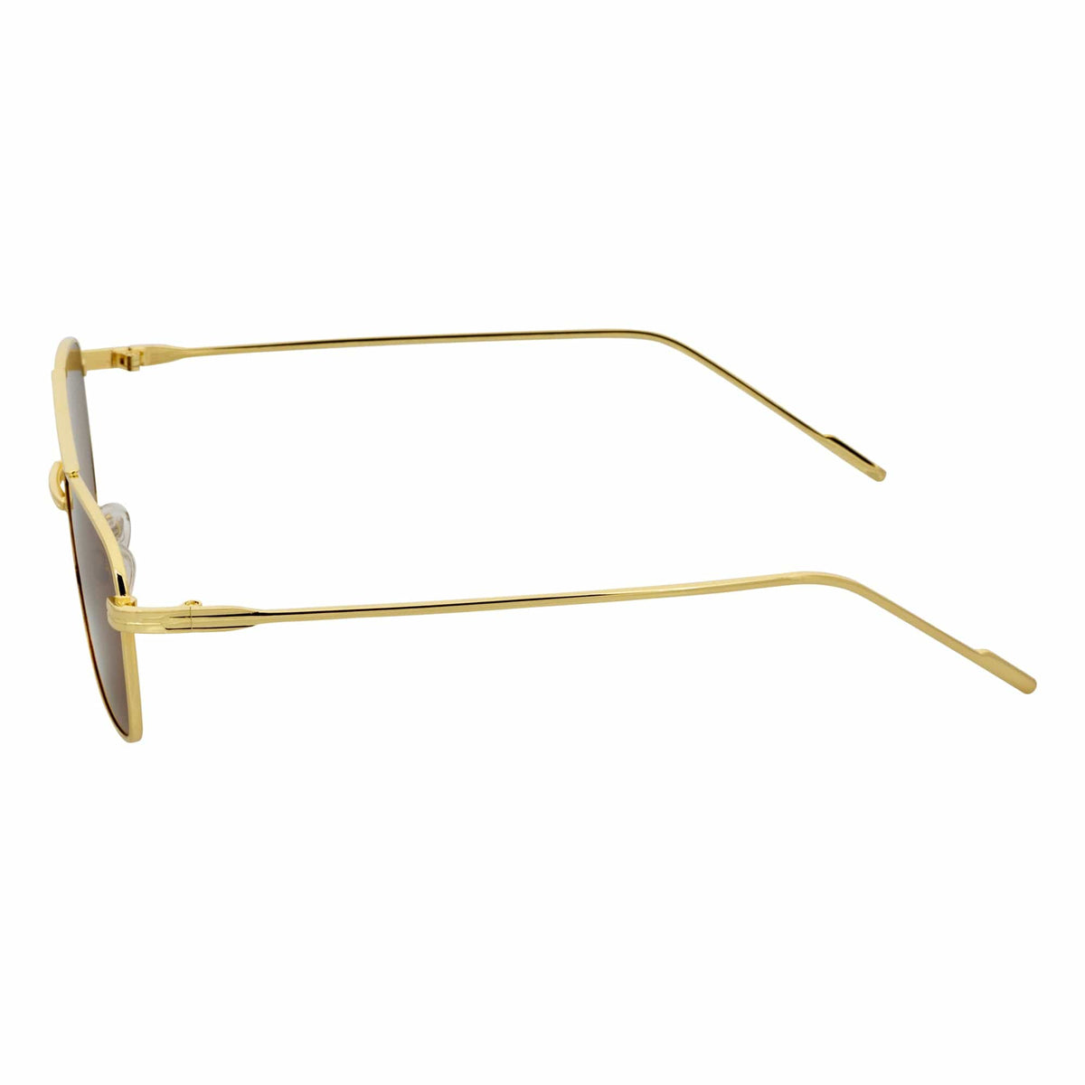 NEUMANN - Retro 90s Fashion Metal Small Rectangle Sunglasses Gold Brown