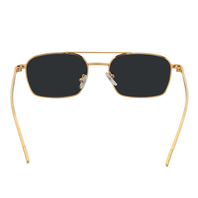NEUMANN - Retro 90s Fashion Metal Small Rectangle Sunglasses Gold Smoke