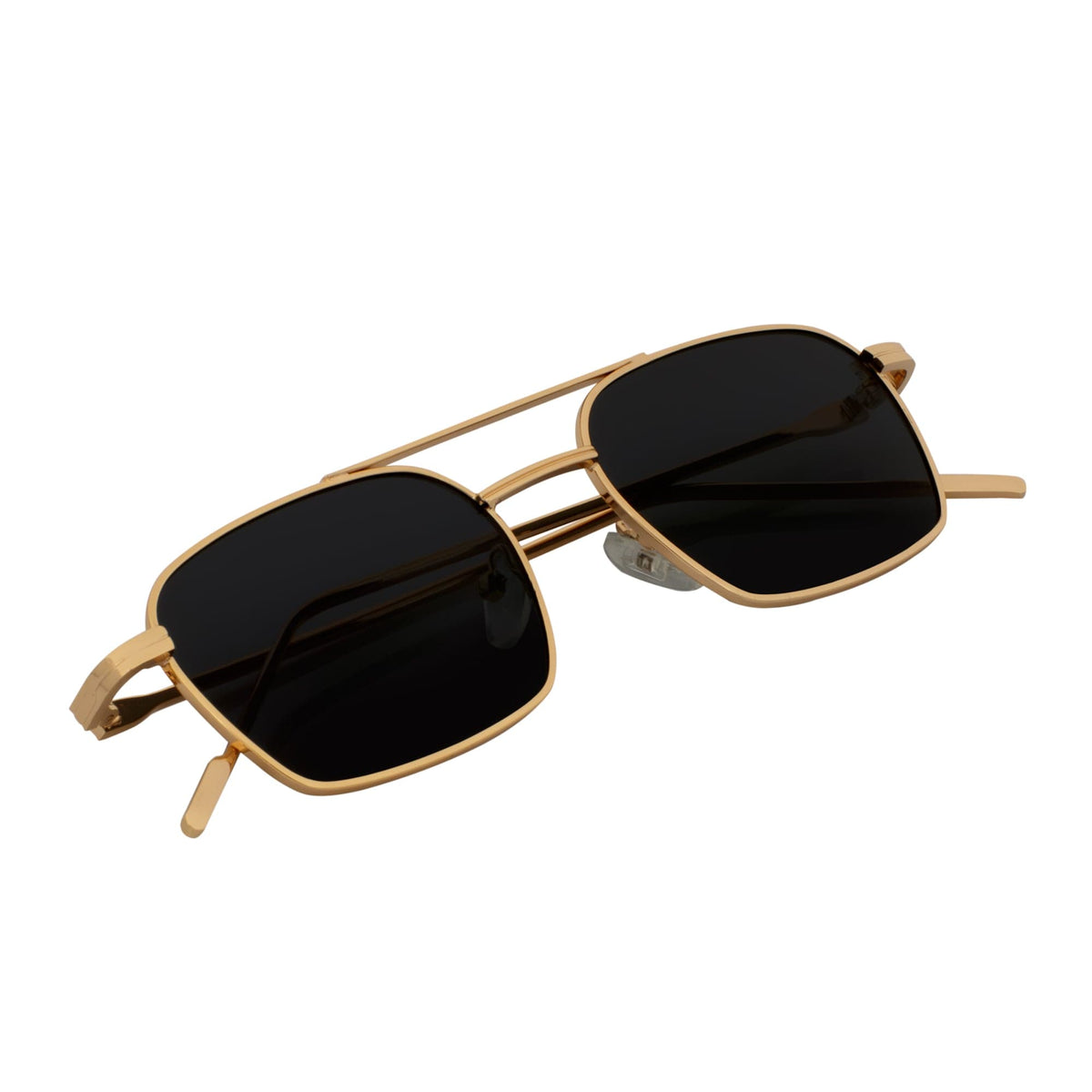 NEUMANN - Retro 90s Fashion Metal Small Rectangle Sunglasses Gold Smoke