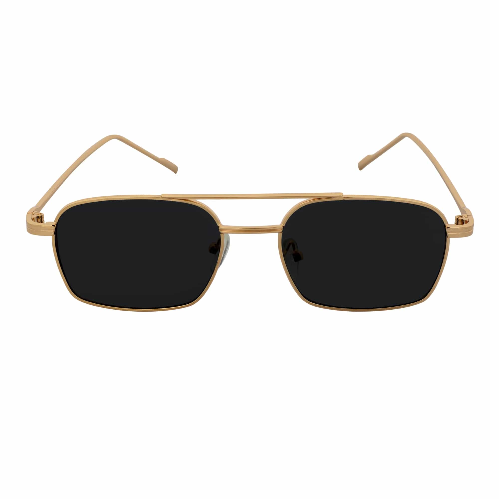 NEUMANN - Retro 90s Fashion Metal Small Rectangle Sunglasses Gold Smoke