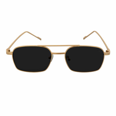 NEUMANN - Retro 90s Fashion Metal Small Rectangle Sunglasses Gold Smoke