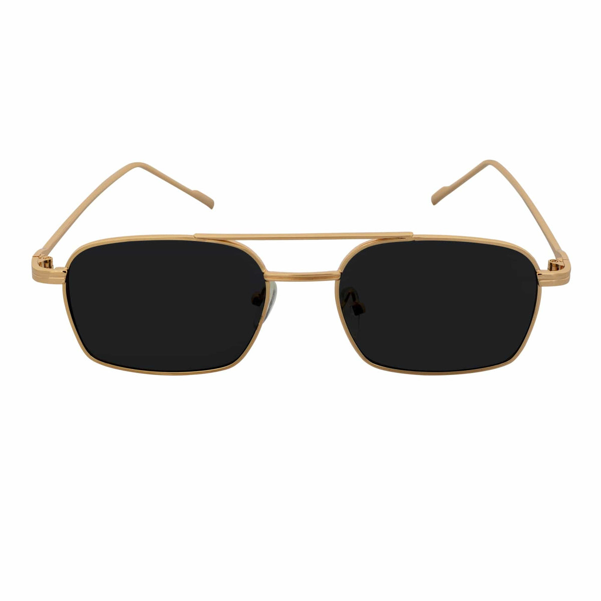 NEUMANN - Retro 90s Fashion Metal Small Rectangle Sunglasses Gold Smoke
