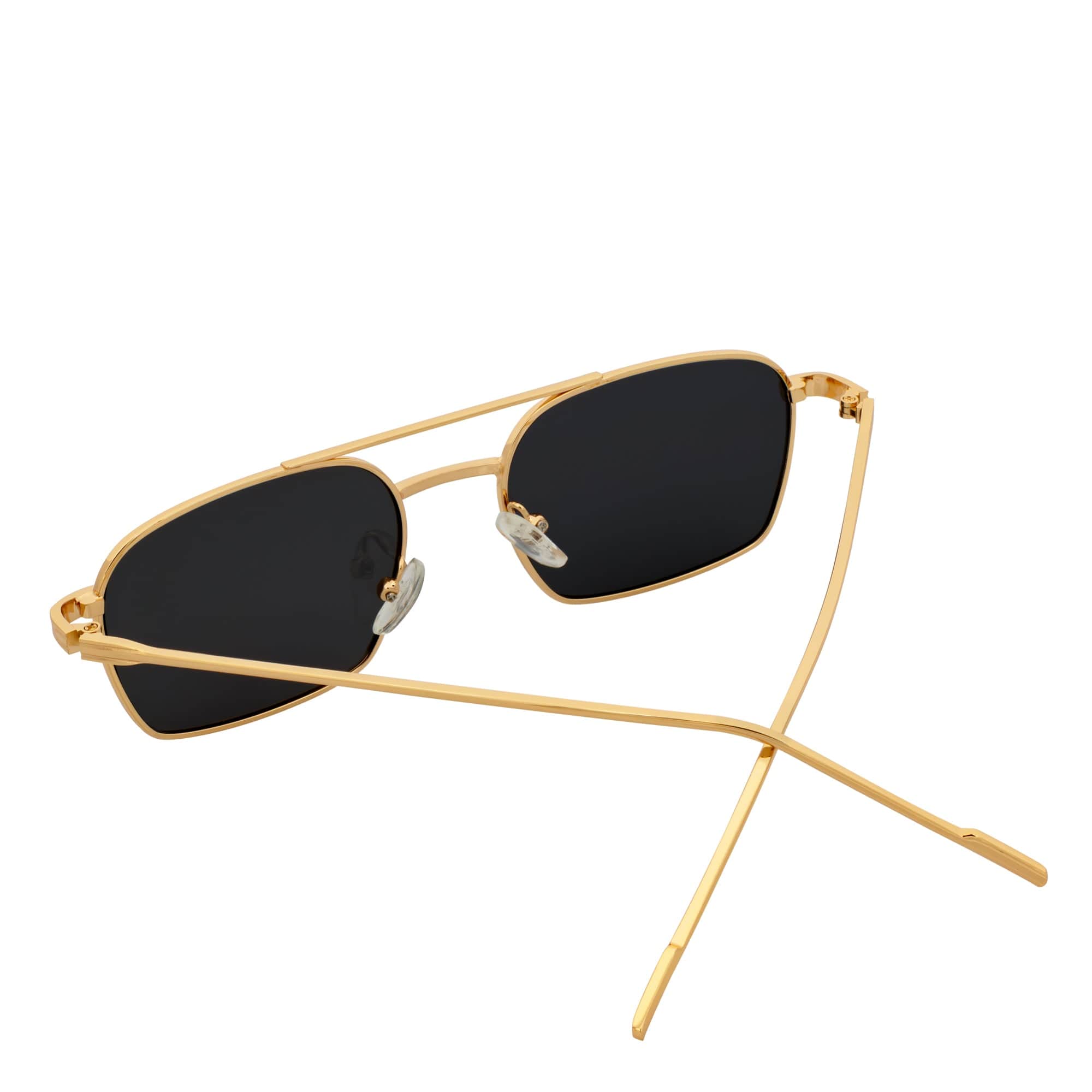 NEUMANN - Retro 90s Fashion Metal Small Rectangle Sunglasses Gold Smoke - MorspecsM1094-3