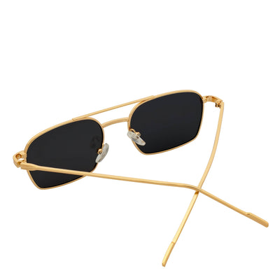 NEUMANN - Retro 90s Fashion Metal Small Rectangle Sunglasses Gold Smoke - MorspecsM1094-3