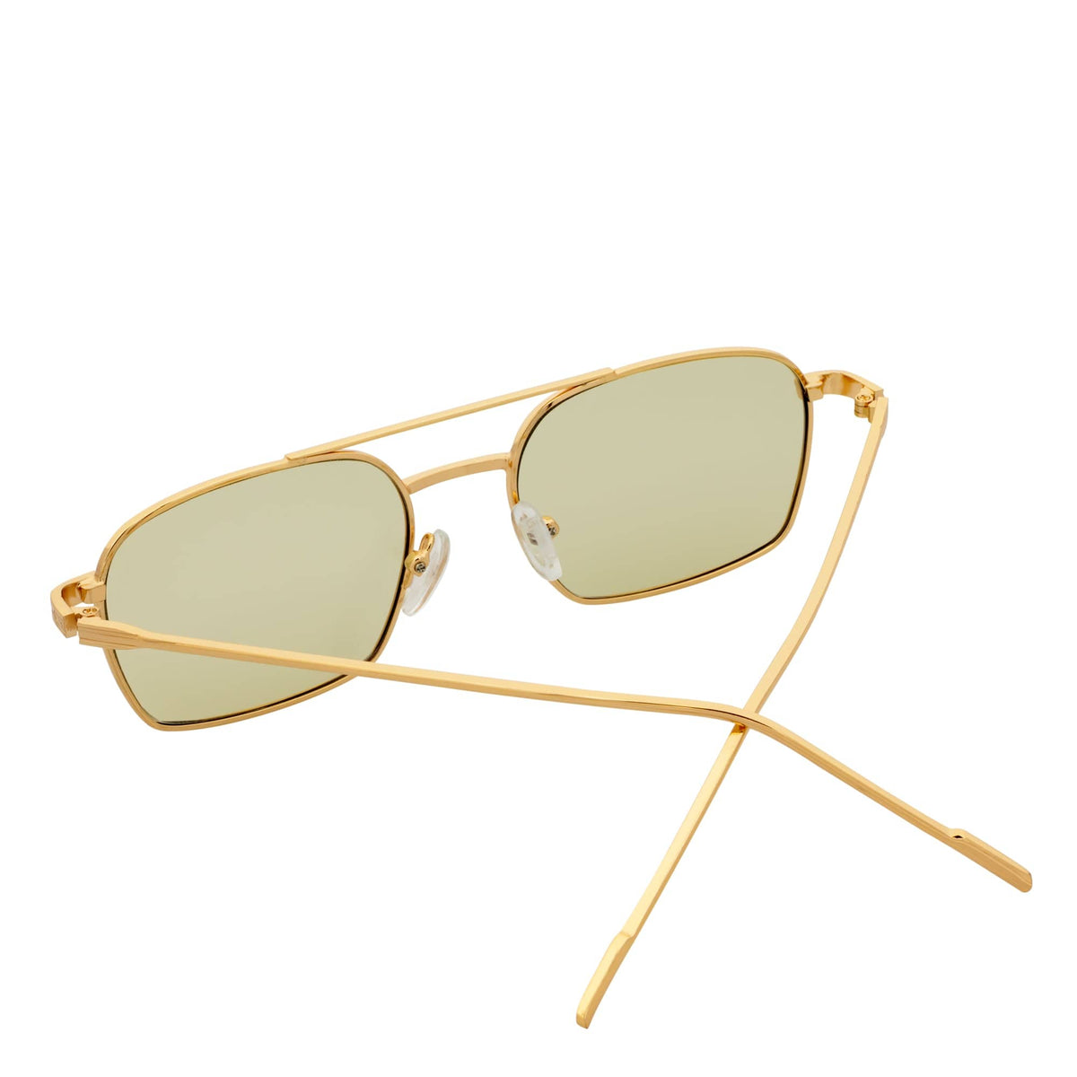 NEUMANN - Retro 90s Fashion Metal Small Rectangle Sunglasses Gold Yellow