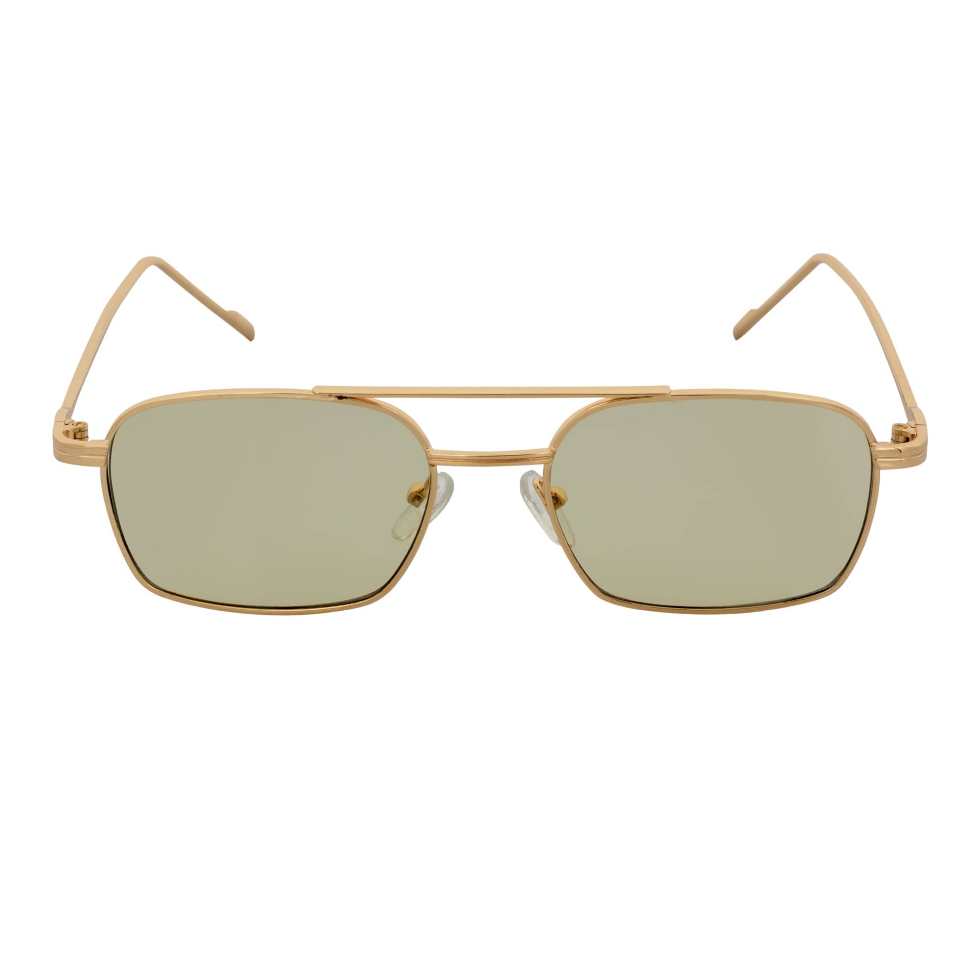 NEUMANN - Retro 90s Fashion Metal Small Rectangle Sunglasses Gold Yellow