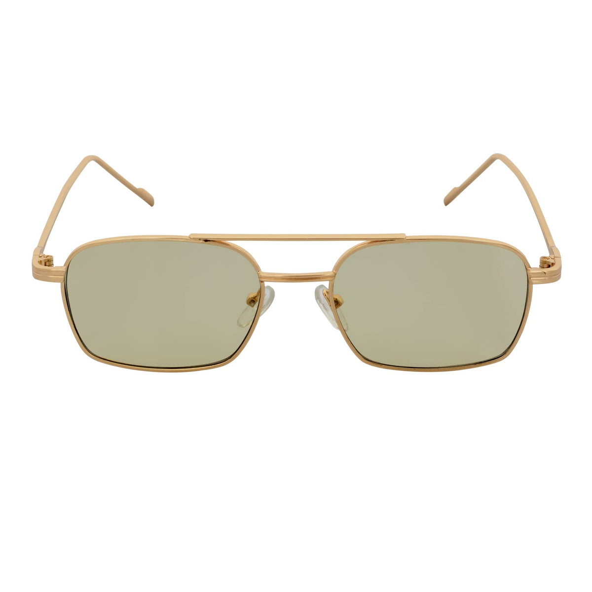 NEUMANN - Retro 90s Fashion Metal Small Rectangle Sunglasses Gold Yellow