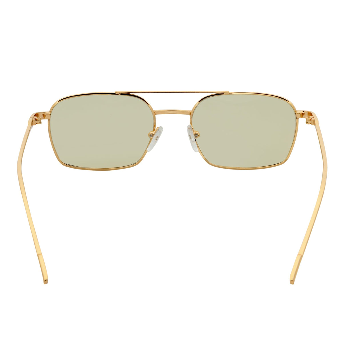 NEUMANN - Retro 90s Fashion Metal Small Rectangle Sunglasses Gold Yellow