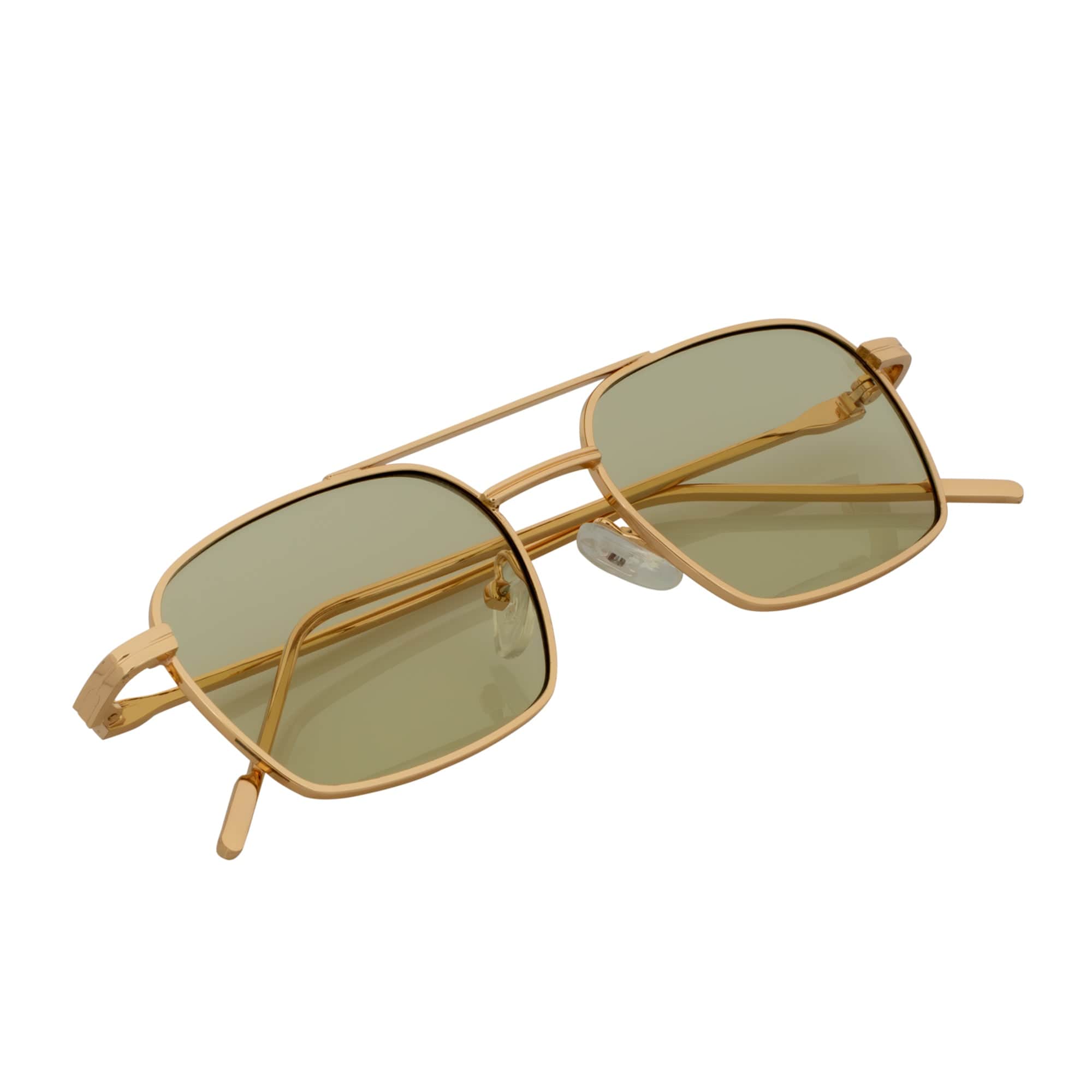 NEUMANN - Retro 90s Fashion Metal Small Rectangle Sunglasses Gold Yellow