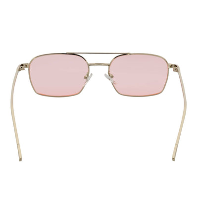 NEUMANN - Retro 90s Fashion Metal Small Rectangle Sunglasses Silver Pink