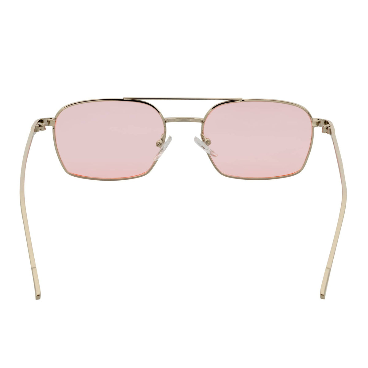 NEUMANN - Retro 90s Fashion Metal Small Rectangle Sunglasses Silver Pink