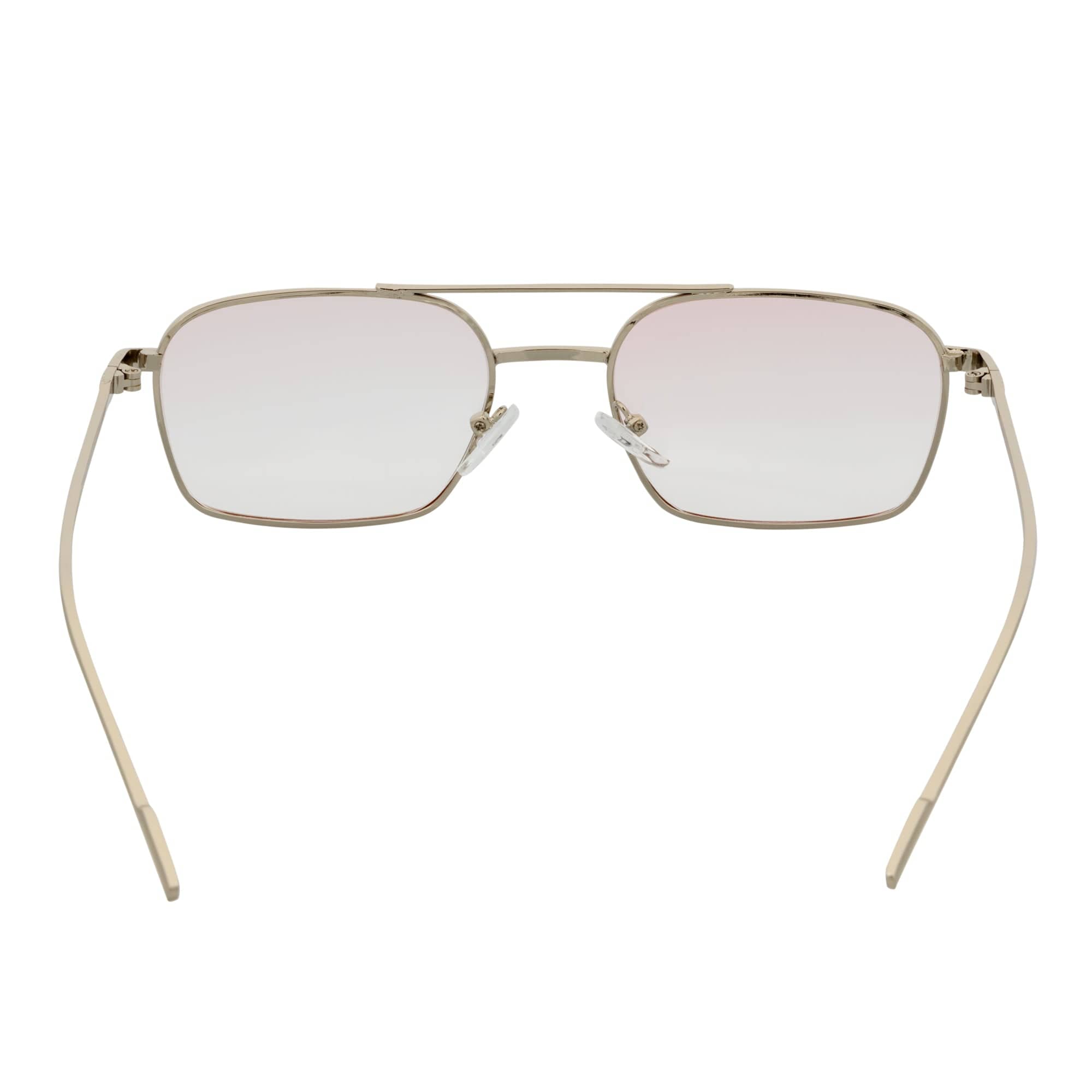 NEUMANN - Retro Small Metal Rectangle Sunglasses Silver Pink - Clear Fade
