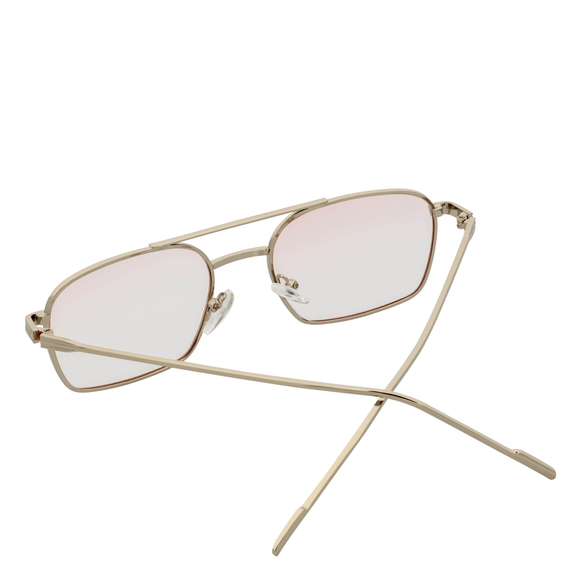 NEUMANN - Retro Small Metal Rectangle Sunglasses Silver Pink - Clear Fade