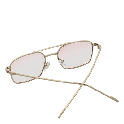 NEUMANN - Retro Small Metal Rectangle Sunglasses Silver Pink - Clear Fade