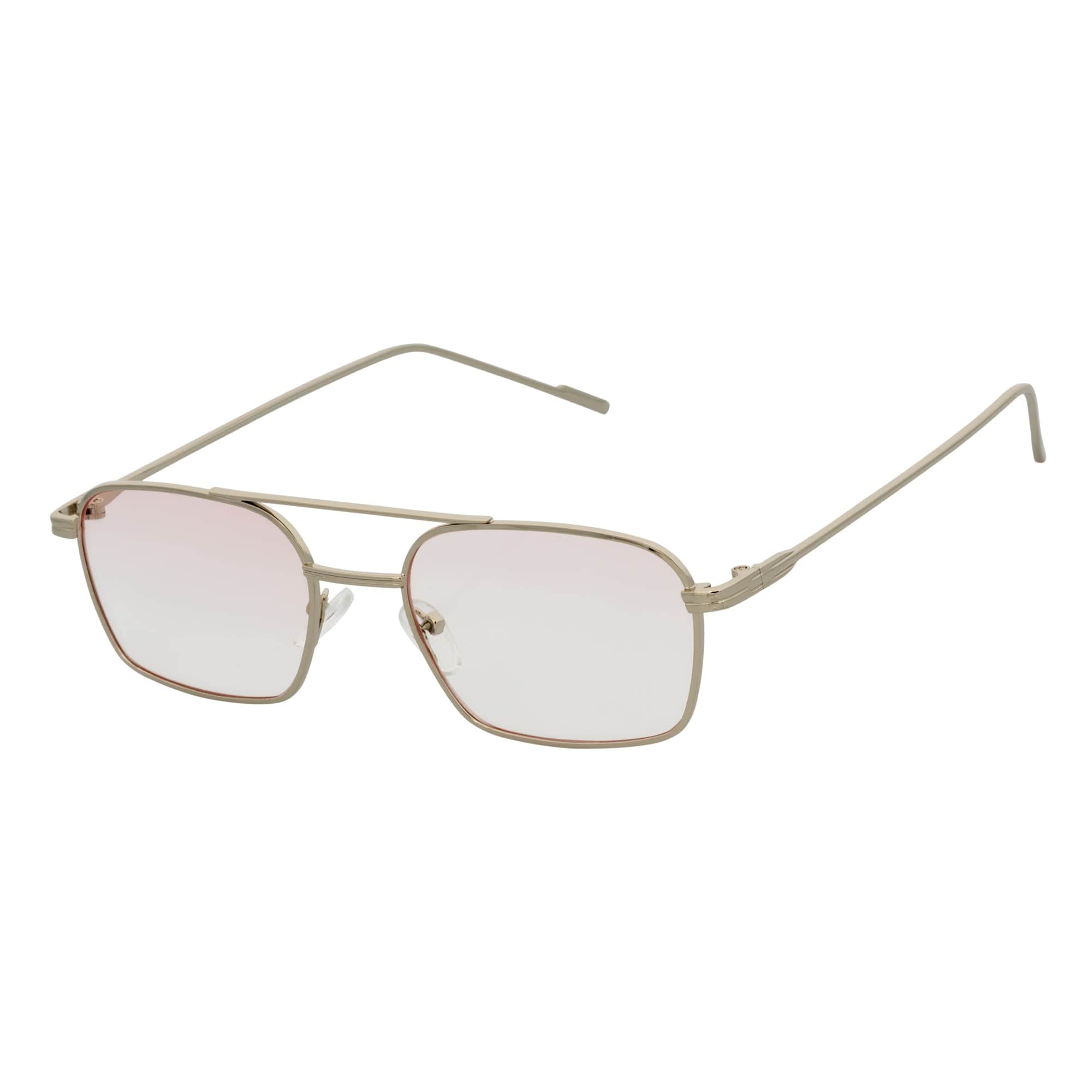 NEUMANN - Retro Small Metal Rectangle Sunglasses Silver Pink - Clear Fade
