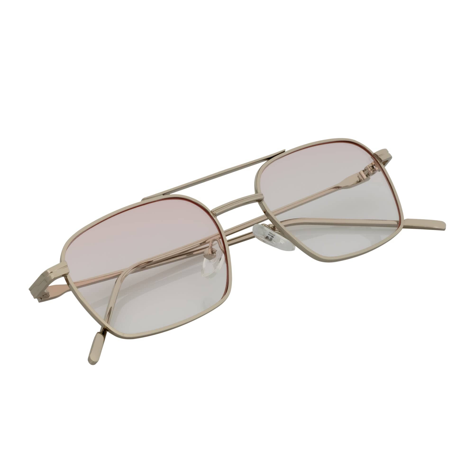 NEUMANN - Retro Small Metal Rectangle Sunglasses Silver Pink - Clear Fade - Morspecs M1094-4
