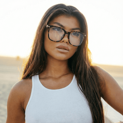 NEWPORT - Oversized Modern Square Glasses Tortoise Shell Clear Lens