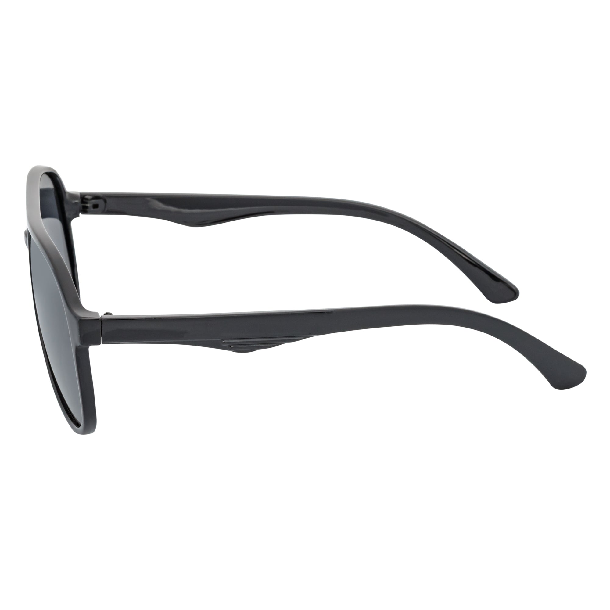 NOS - Polarized Classic Plastic Round Aviator Sunglasses Gloss Black Smoke Lens