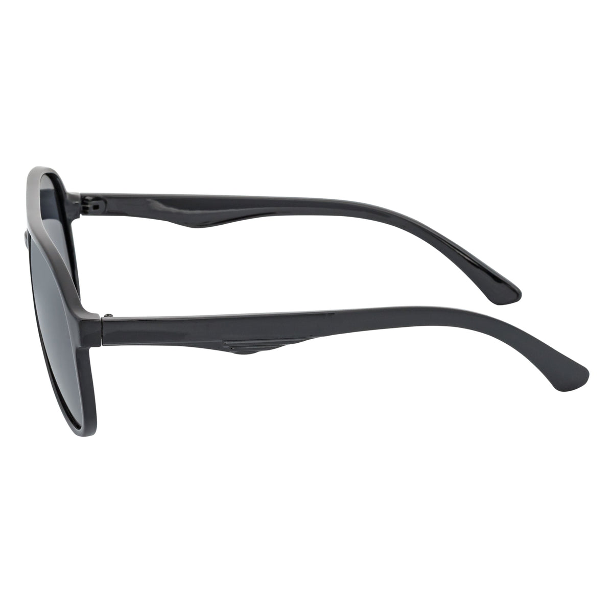 NOS - Polarized Classic Plastic Round Aviator Sunglasses Gloss Black Smoke Lens