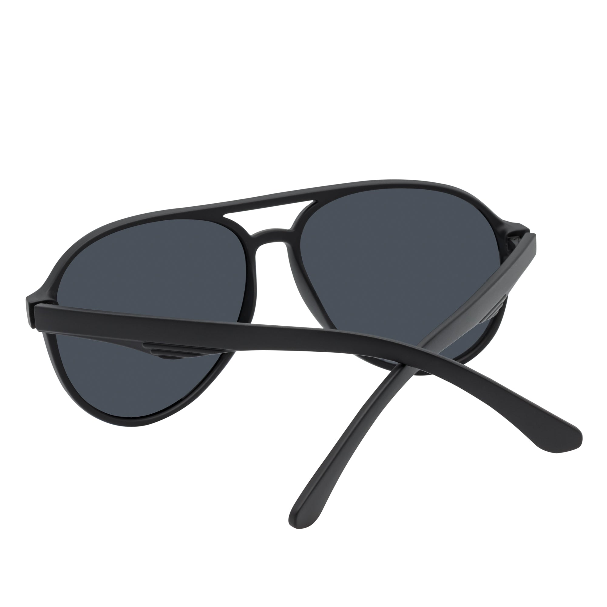 NOS - Polarized Classic Round Aviator Sunglasses Matte Black Smoke Lens