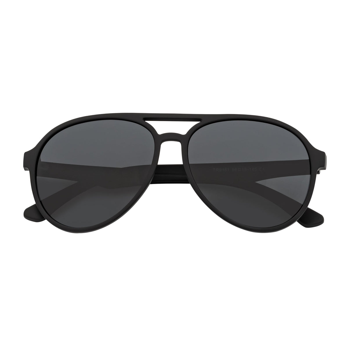 NOS - Polarized Classic Round Aviator Sunglasses Matte Black Smoke Lens