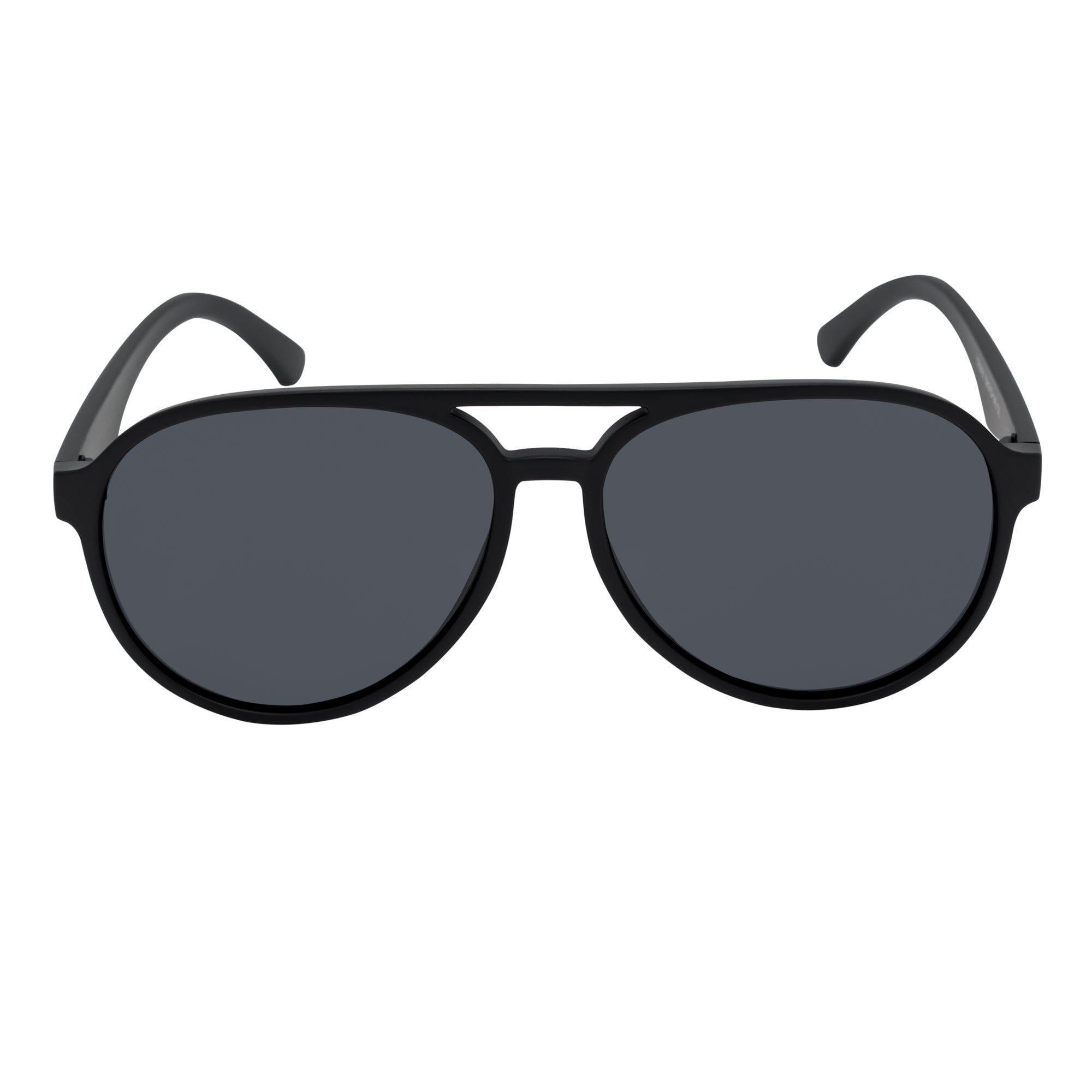 NOS - Polarized Classic Round Aviator Sunglasses Matte Black Smoke Lens