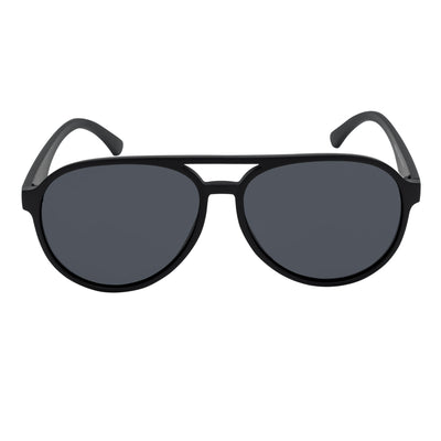 NOS - Polarized Classic Round Aviator Sunglasses Matte Black Smoke Lens