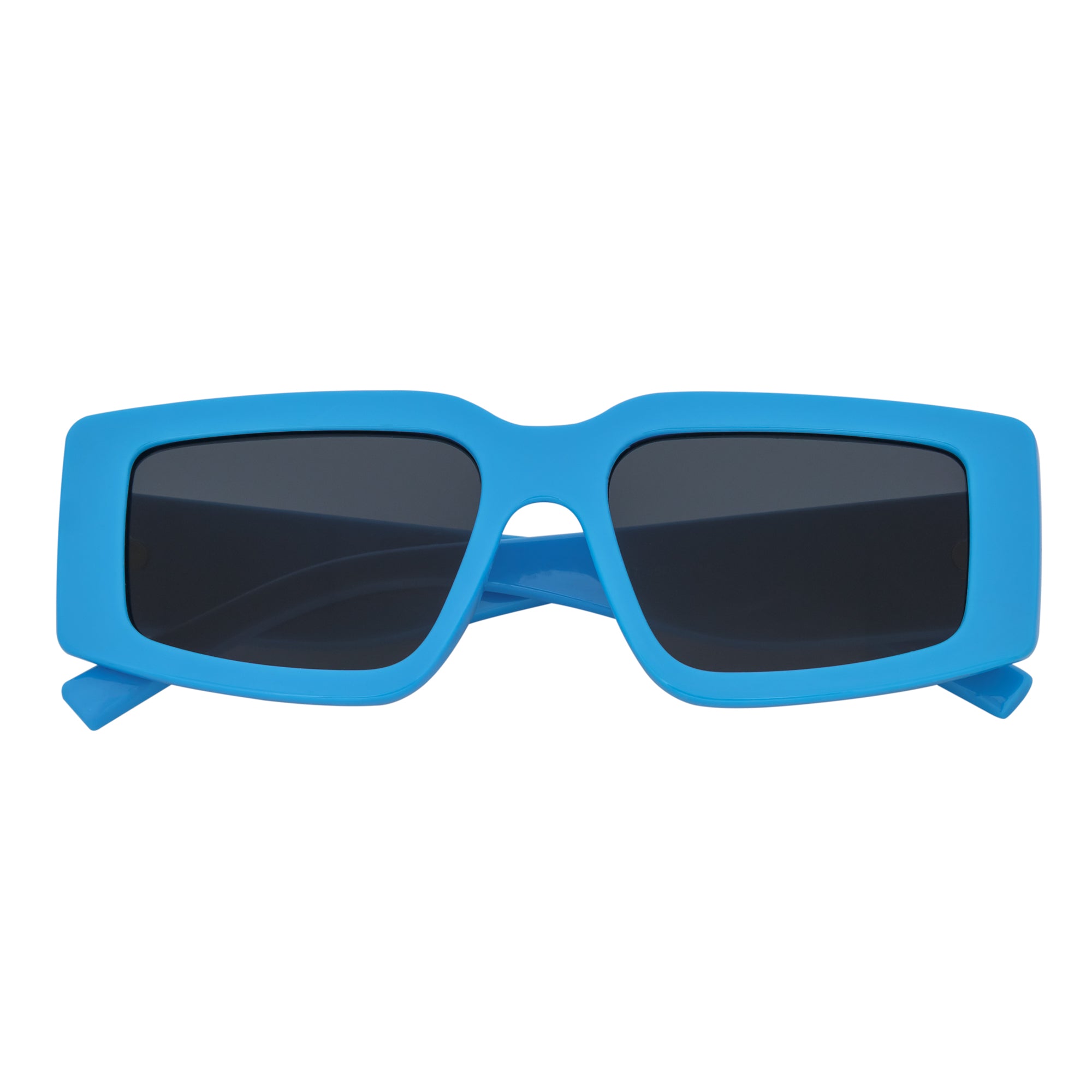 NOVA - Retro 90s Fashion Thick Rectangle Sunglasses Blue Smoke Lens