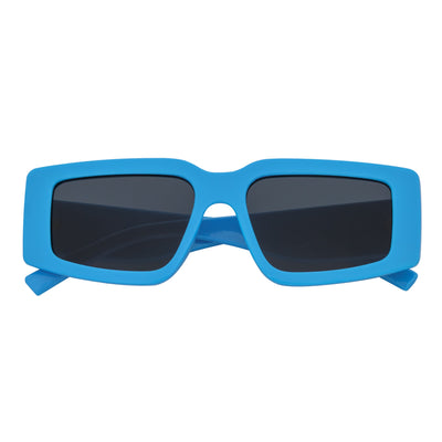 NOVA - Retro 90s Fashion Thick Rectangle Sunglasses Blue Smoke Lens