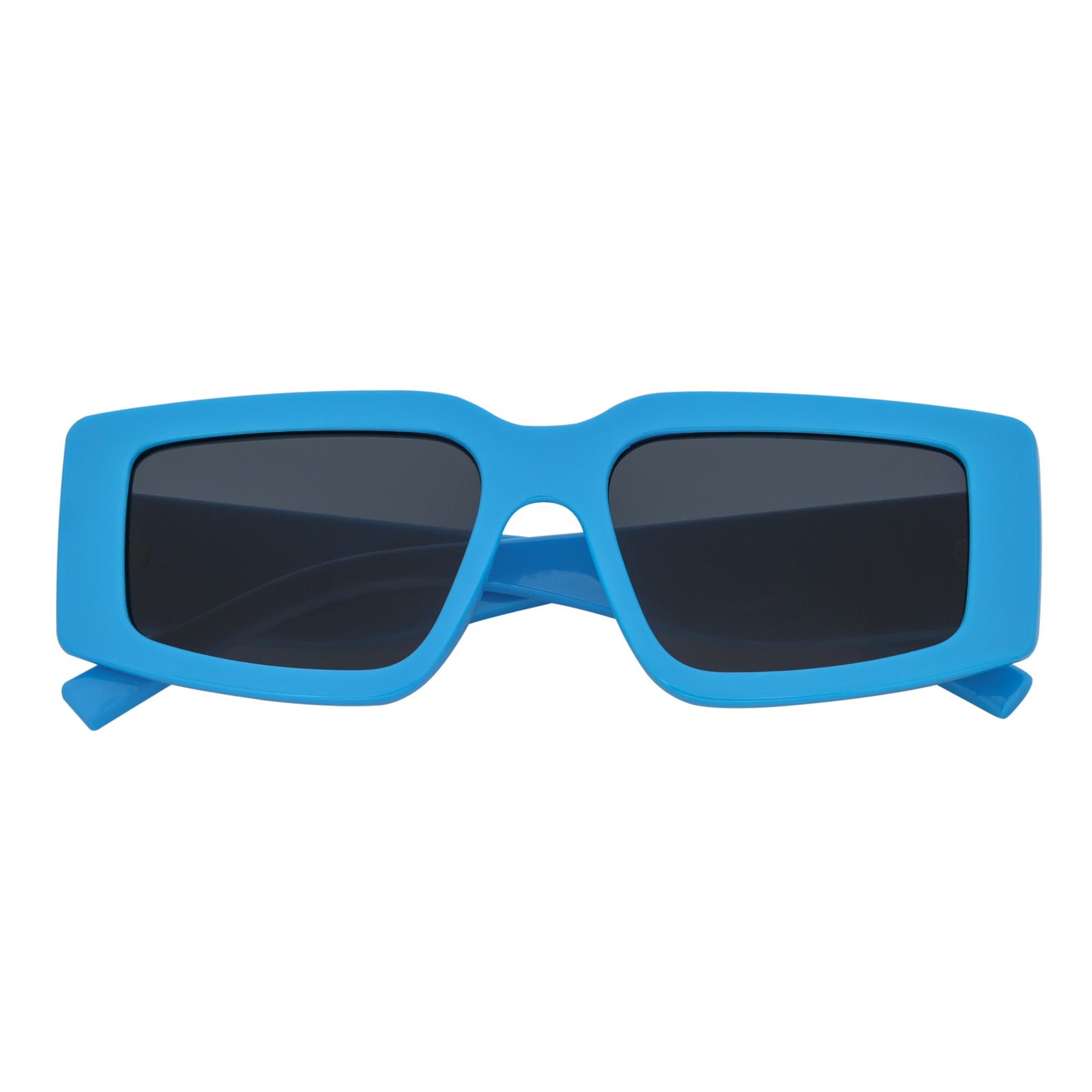 NOVA - Retro 90s Fashion Thick Rectangle Sunglasses Blue Smoke Lens