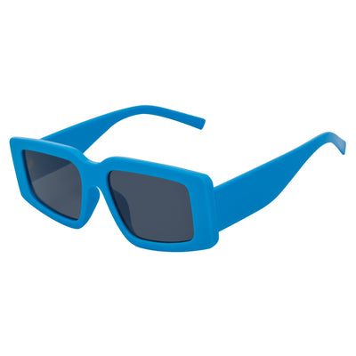 NOVA - Retro 90s Fashion Thick Rectangle Sunglasses Blue Smoke Lens
