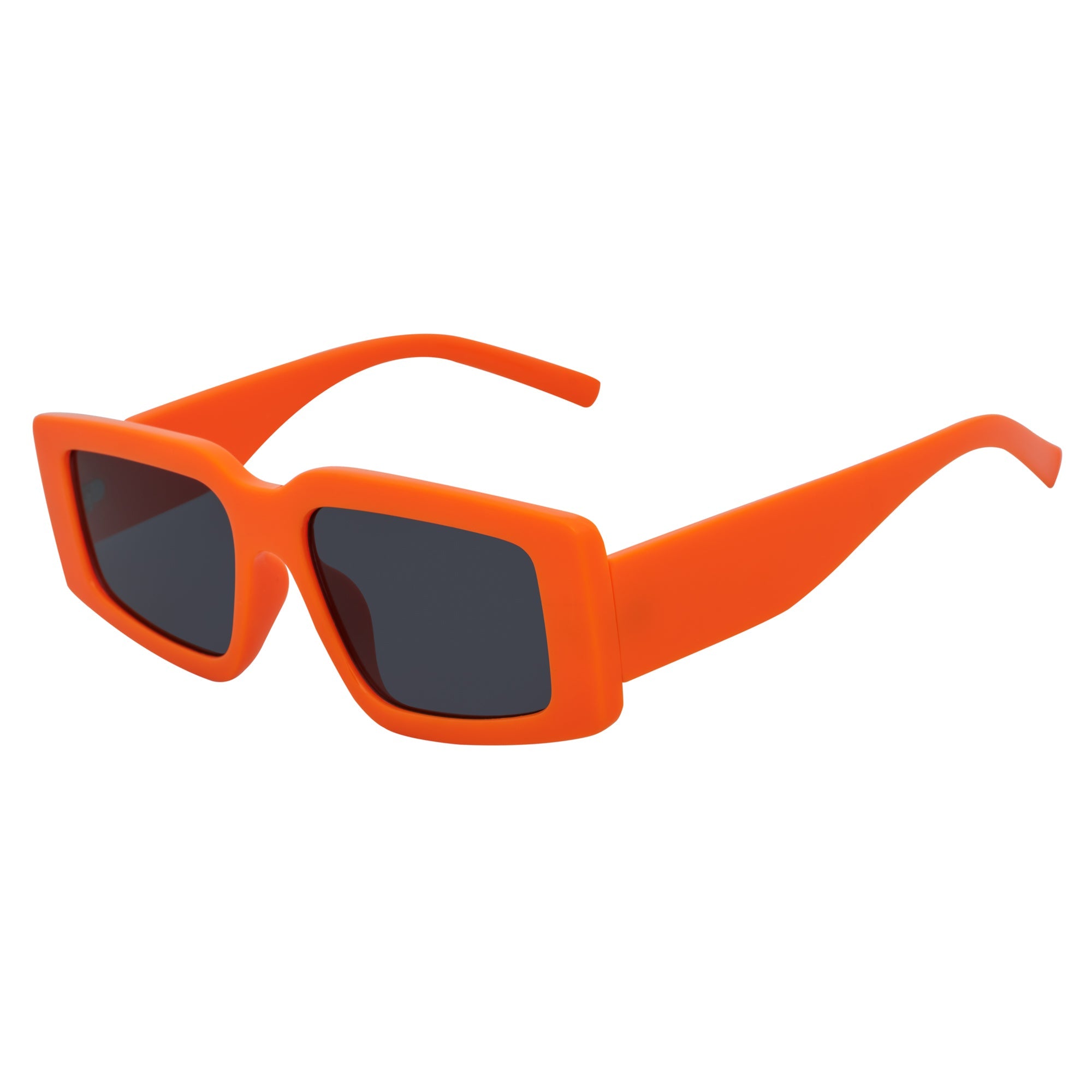 NOVA - Retro 90s Fashion Thick Rectangle Sunglasses Orange Smoke Lens