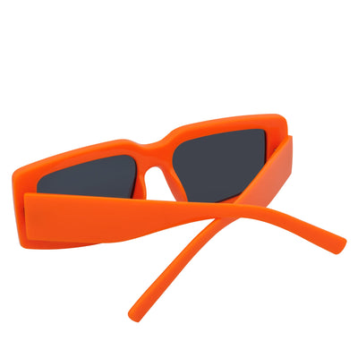 NOVA - Retro 90s Fashion Thick Rectangle Sunglasses Orange Smoke Lens
