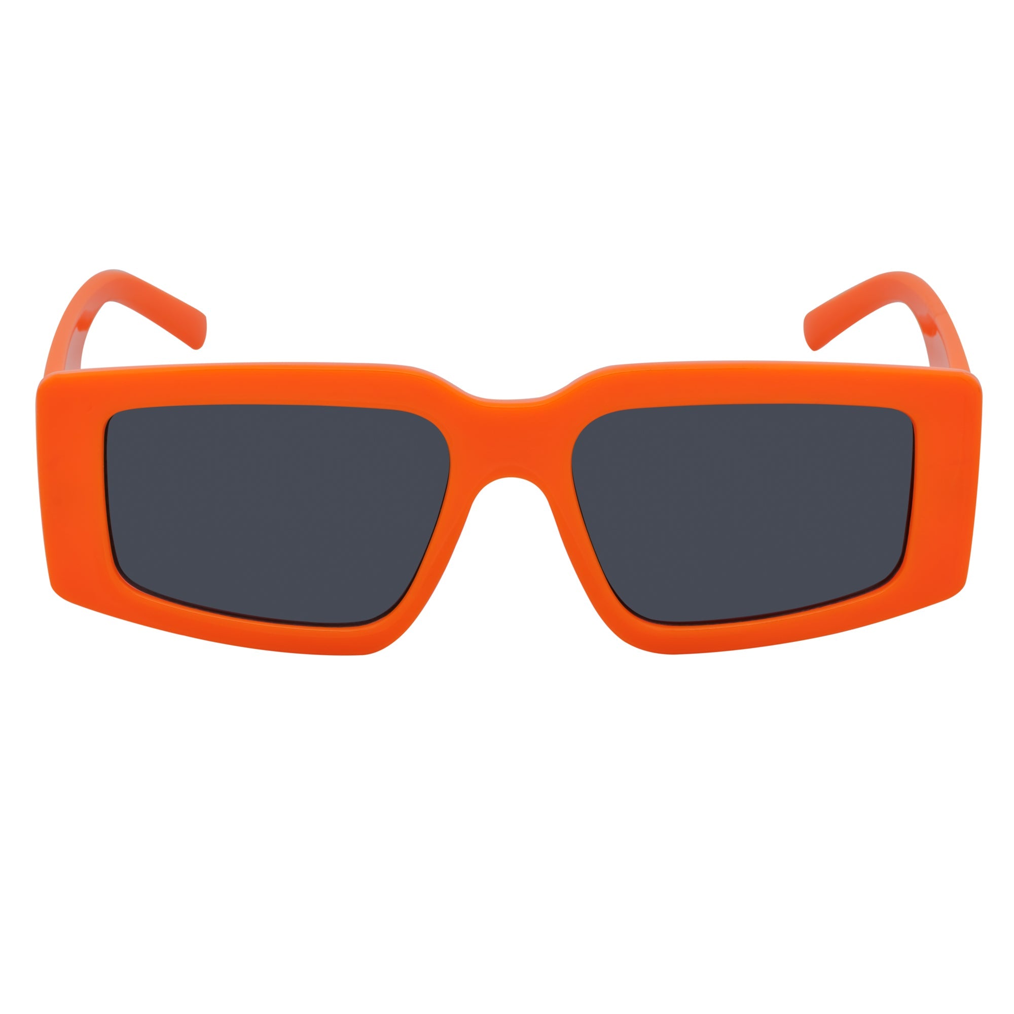 NOVA - Retro 90s Fashion Thick Rectangle Sunglasses Orange Smoke Lens