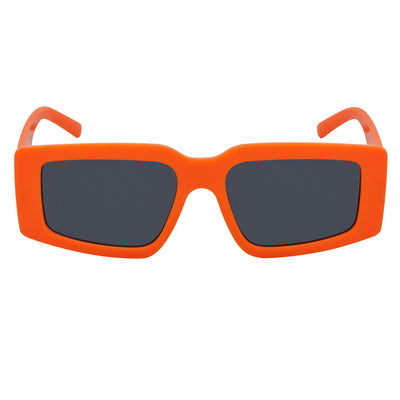 NOVA - Retro 90s Fashion Thick Rectangle Sunglasses Orange Smoke Lens