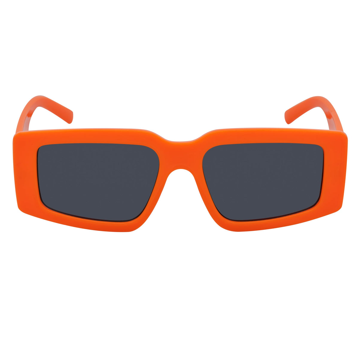 NOVA - Retro 90s Fashion Thick Rectangle Sunglasses Orange Smoke Lens