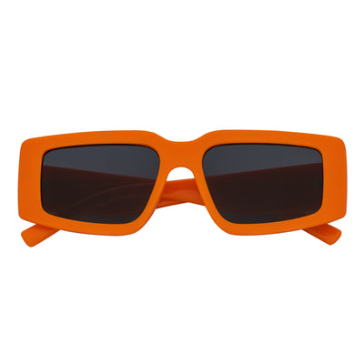 NOVA - Retro 90s Fashion Thick Rectangle Sunglasses Orange Smoke Lens