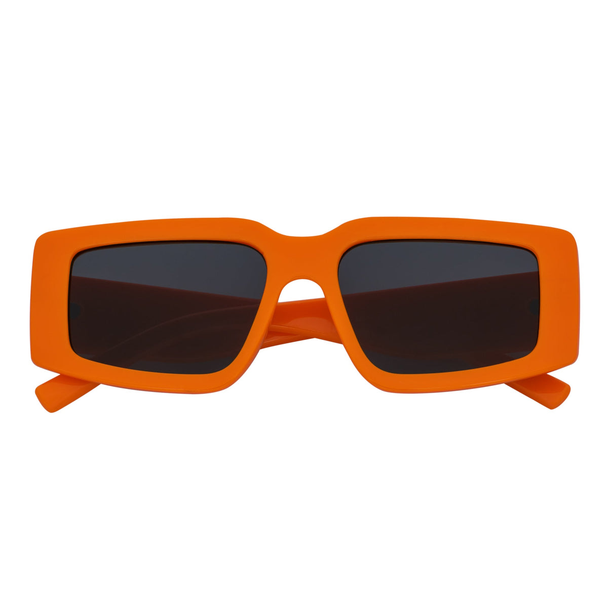 NOVA - Retro 90s Fashion Thick Rectangle Sunglasses Orange Smoke Lens