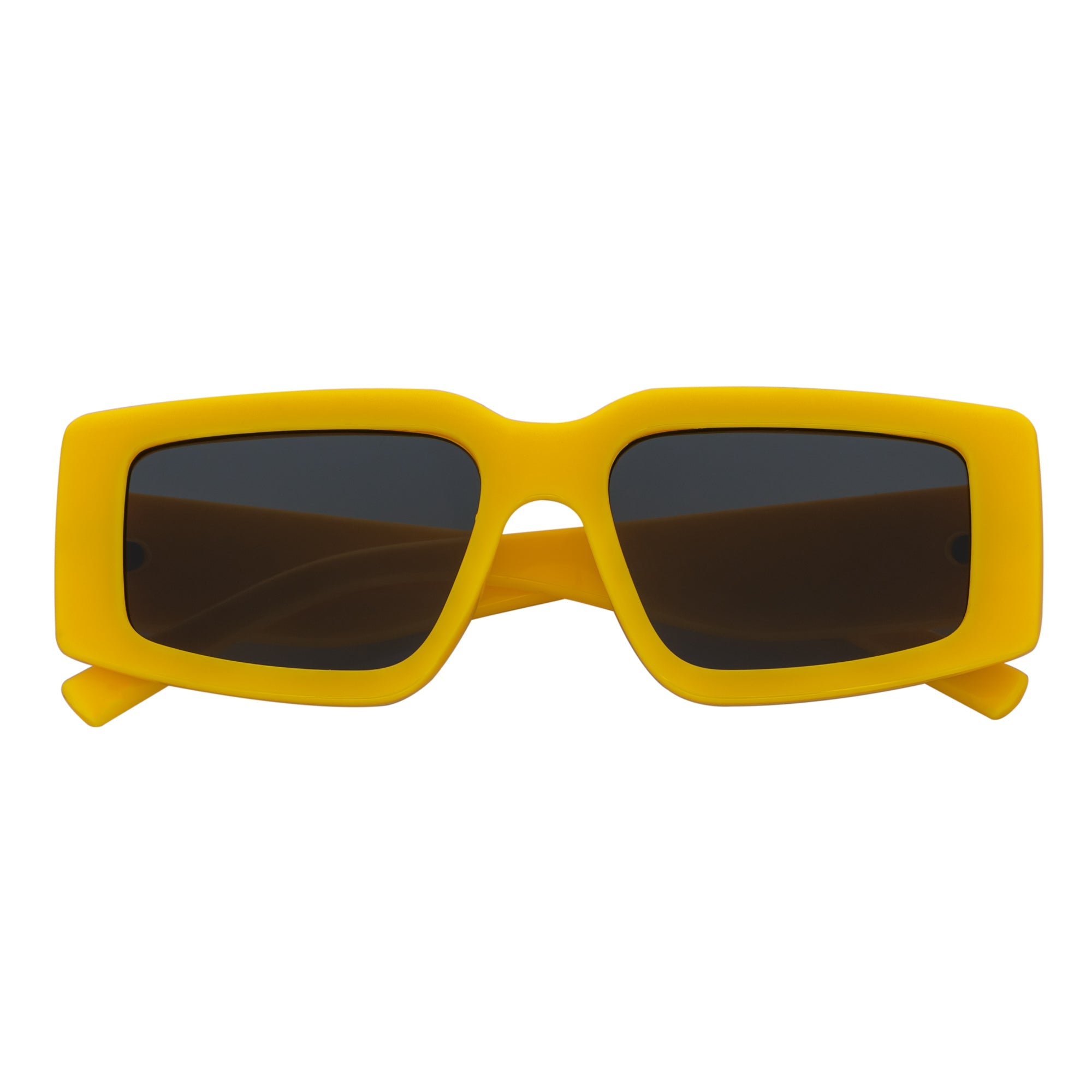 NOVA - Retro 90s Fashion Thick Rectangle Sunglasses Yellow Smoke Lens - MorspecsM1129-3
