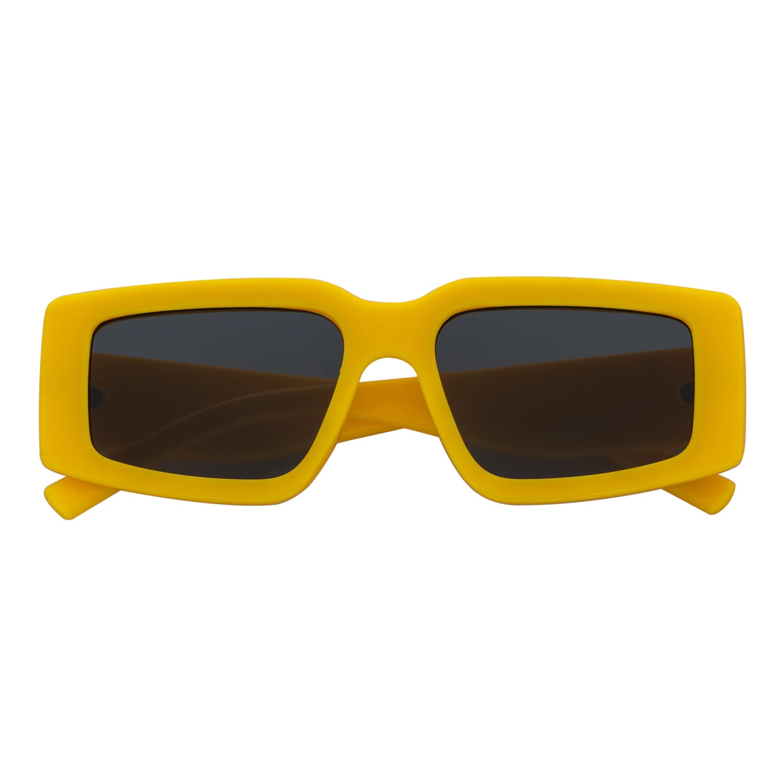 NOVA - Retro 90s Fashion Thick Rectangle Sunglasses Yellow Smoke Lens - MorspecsM1129-3