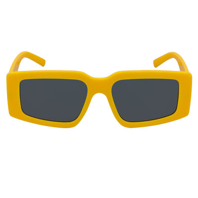NOVA - Retro 90s Fashion Thick Rectangle Sunglasses Yellow Smoke Lens