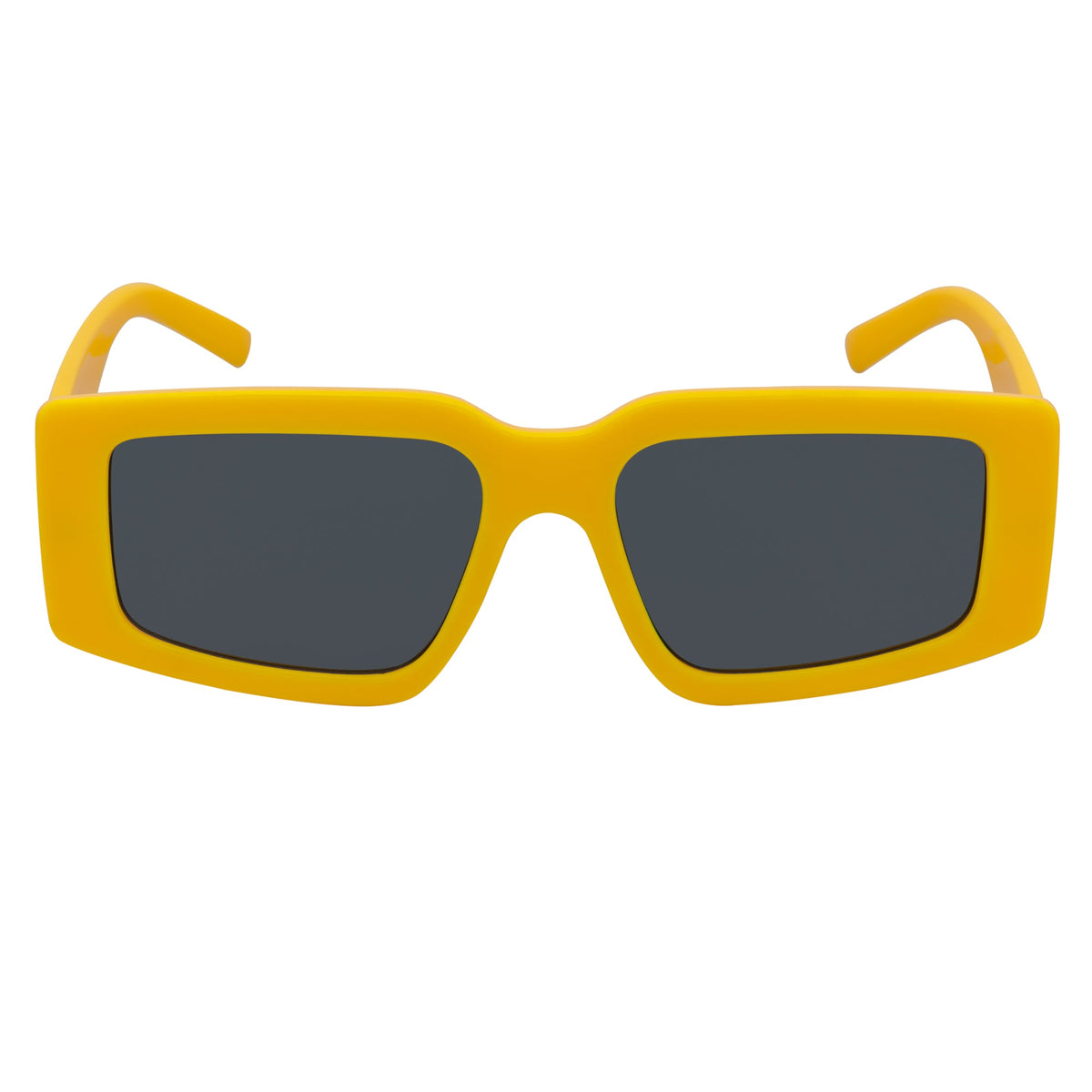 NOVA - Retro 90s Fashion Thick Rectangle Sunglasses Yellow Smoke Lens