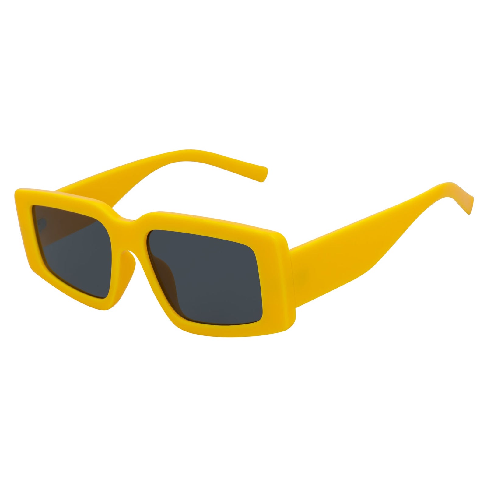 NOVA - Retro 90s Fashion Thick Rectangle Sunglasses Yellow Smoke Lens - MorspecsM1129-3