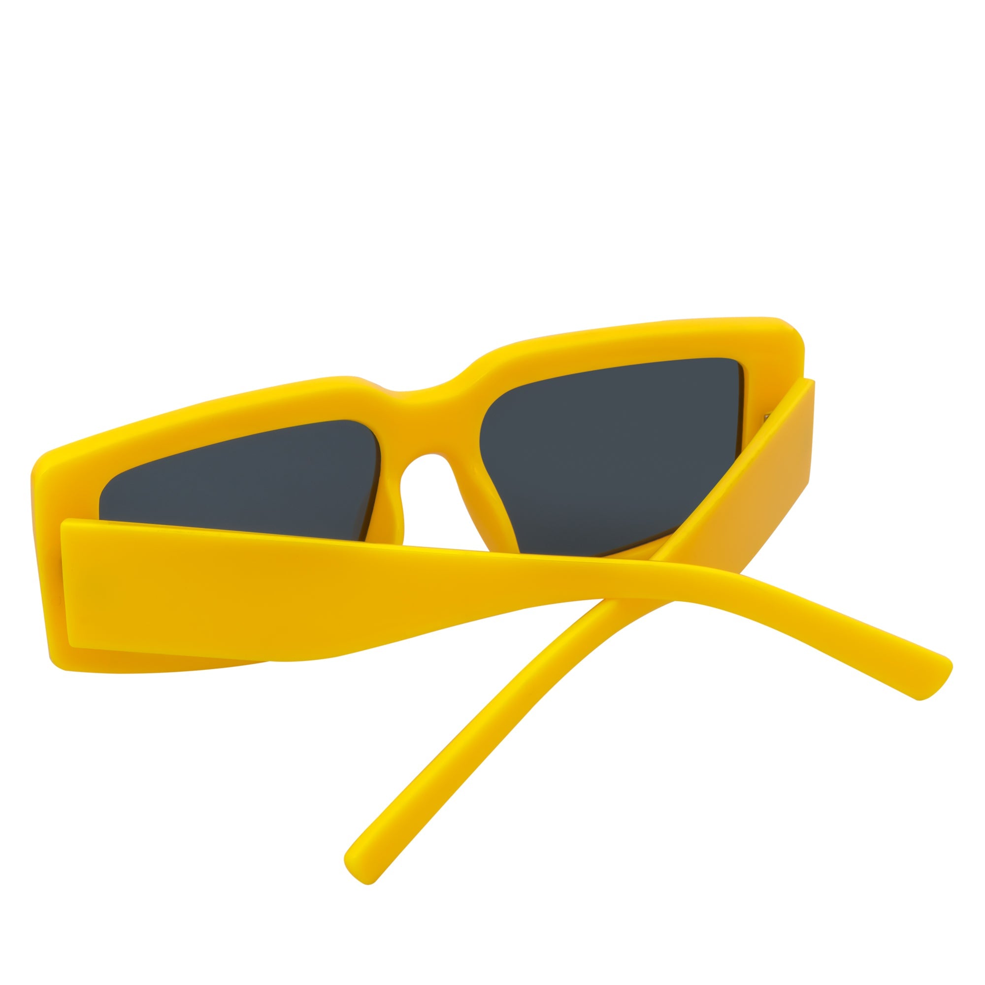 NOVA - Retro 90s Fashion Thick Rectangle Sunglasses Yellow Smoke Lens